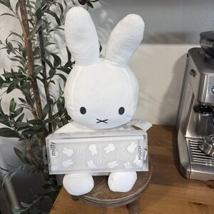 MIFFY White Bunny 14" Plush/Pencil Case Makeup Pouch Cosmetic Bag Korea Set NEW